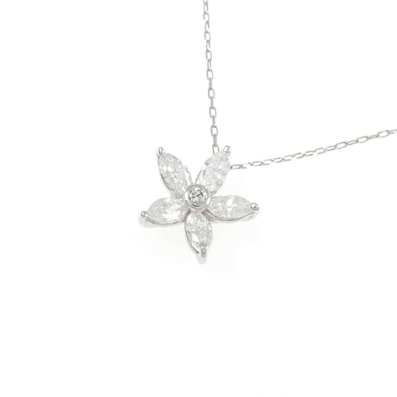 PT/PT850 フラワー ダイヤモンド ネックレス 0.34CT