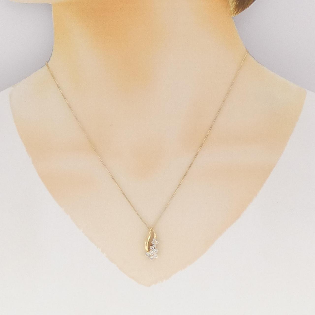 K18YG フラワー ダイヤモンド ネックレス 0.50CT