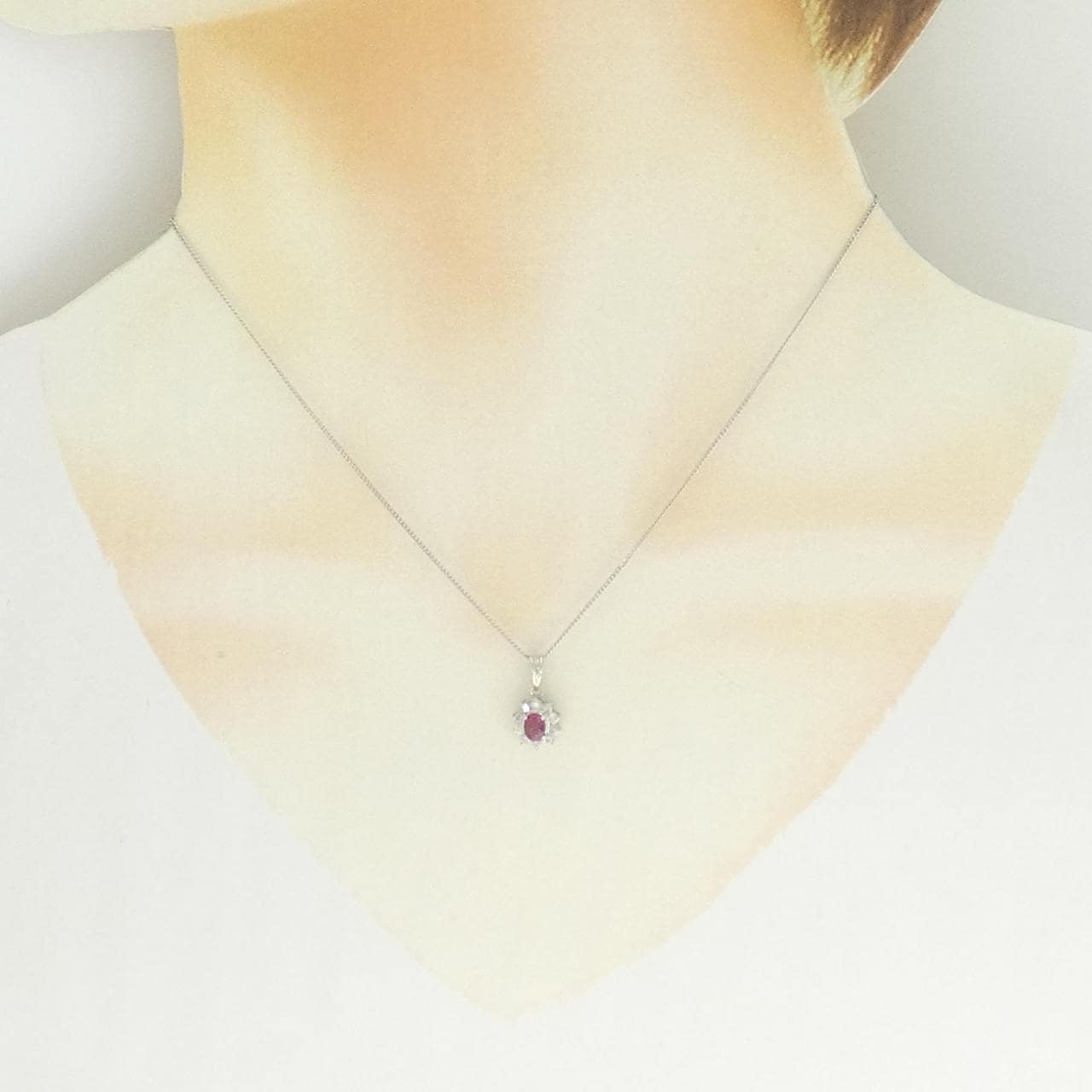 PT900/PT850 ルビー ネックレス 0.30CT