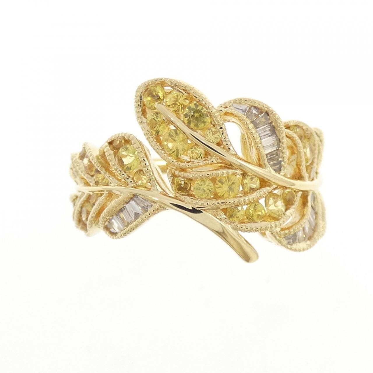 K18YG リーフ サファイヤ リング 0.62CT