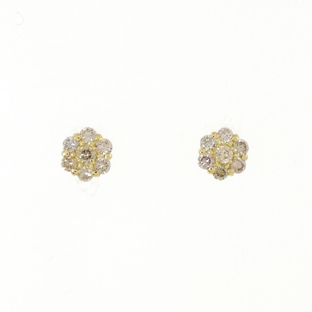 新品】K18YG フラワー ダイヤモンド ピアス 0.30CT 新品】K18YG フラワー ダイヤモンド ピアス 0.30CT
