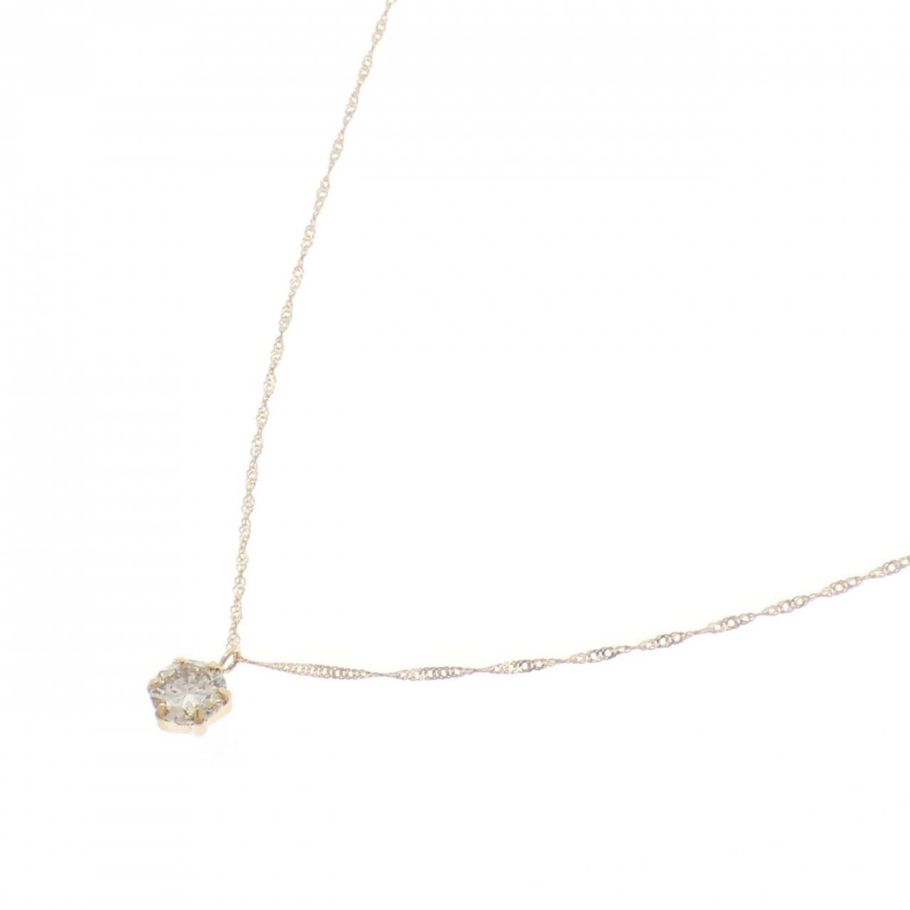18K黄金单钻钻石项链，0.300克拉