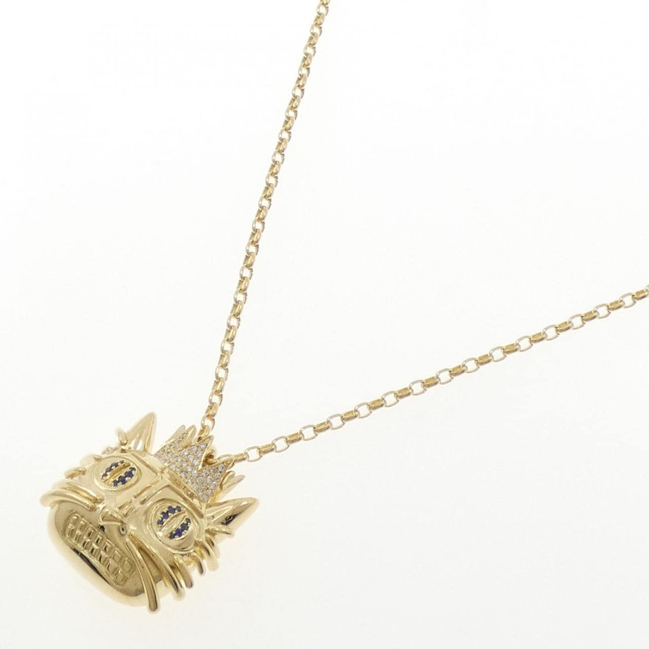 K18YG キャット サファイヤ ネックレス 0.08CT