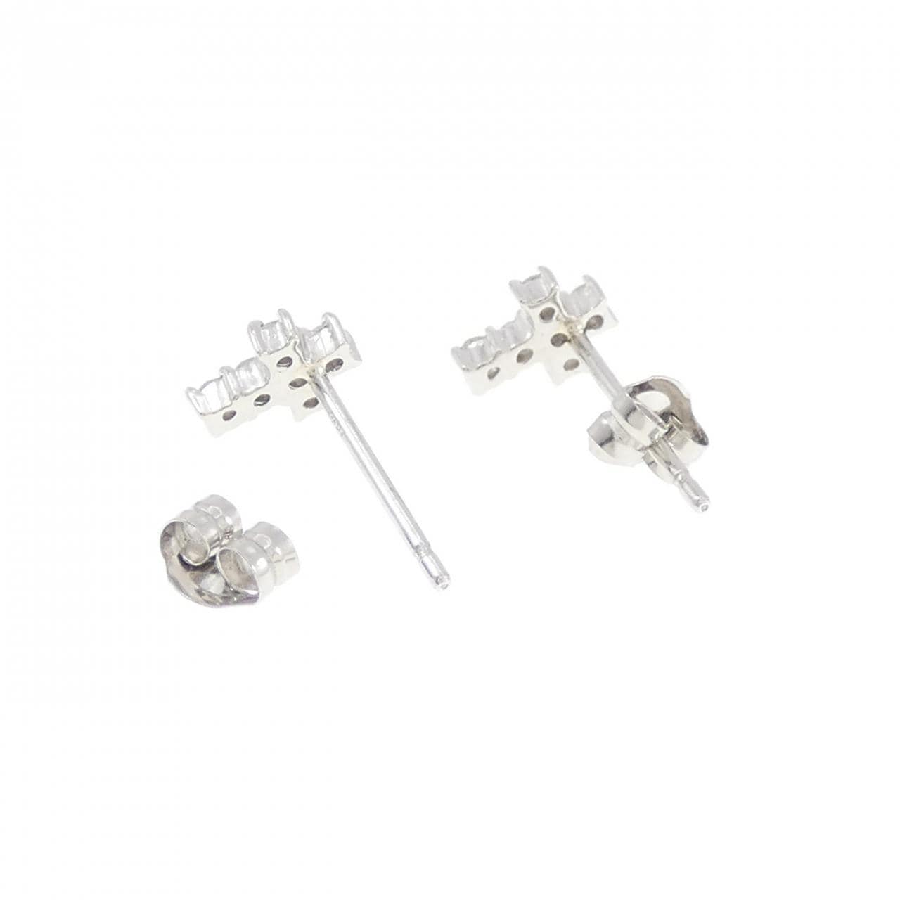 PT/PT900 クロス ダイヤモンド ピアス 0.12CT