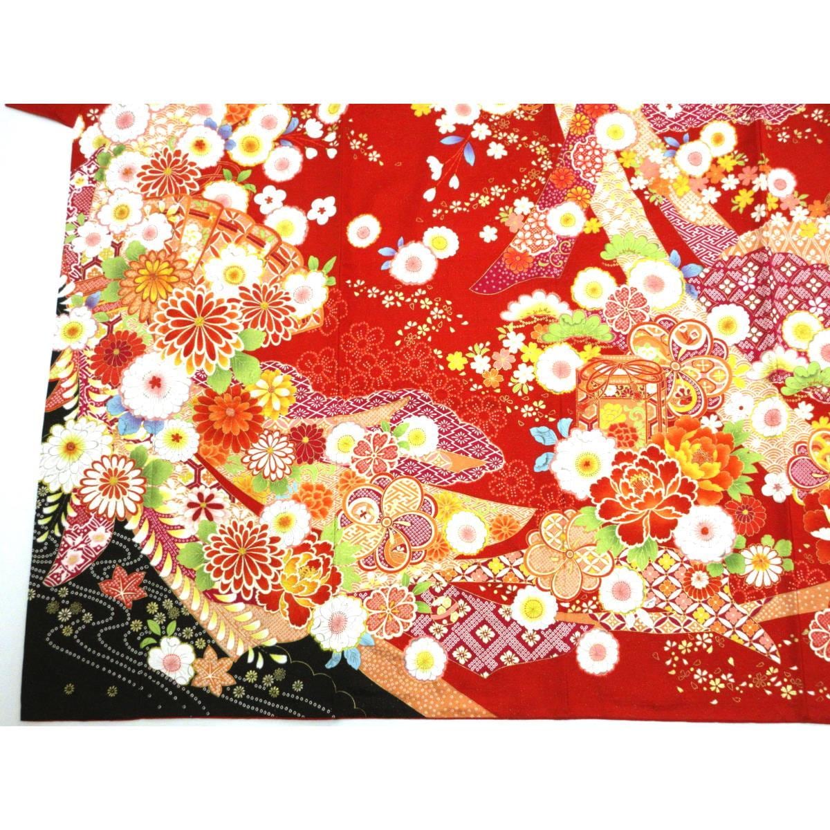 振袖　金通し絞り入　友禅金彩加工