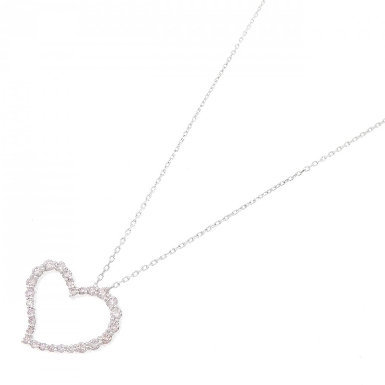 K18WG ハート ピンクダイヤモンド ネックレス 0.50CT