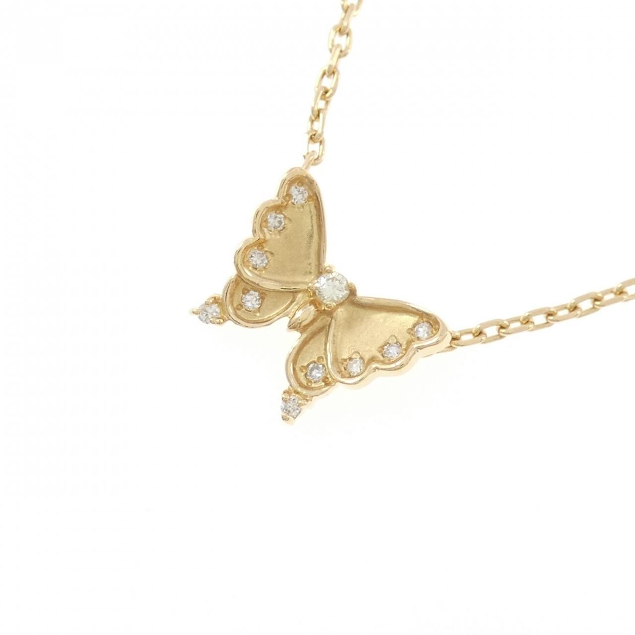 K18YG バタフライ ダイヤモンド ネックレス 0.35CT