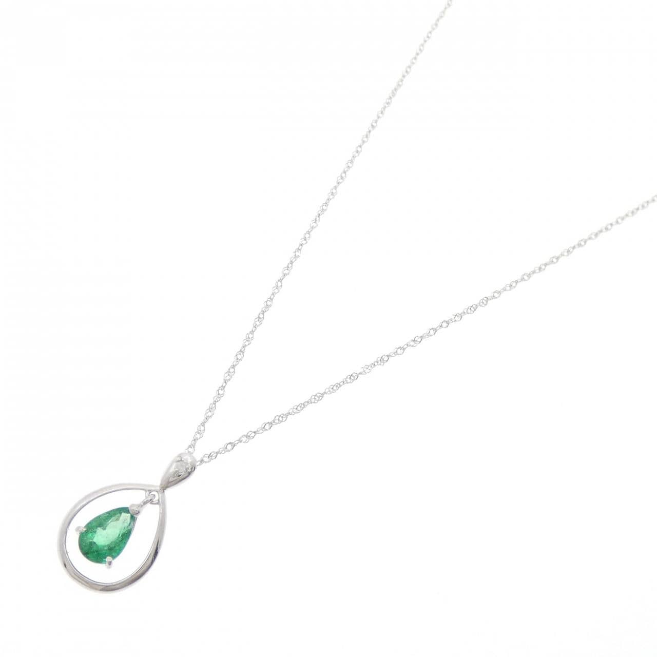 K18WG祖母绿项链0.32CT