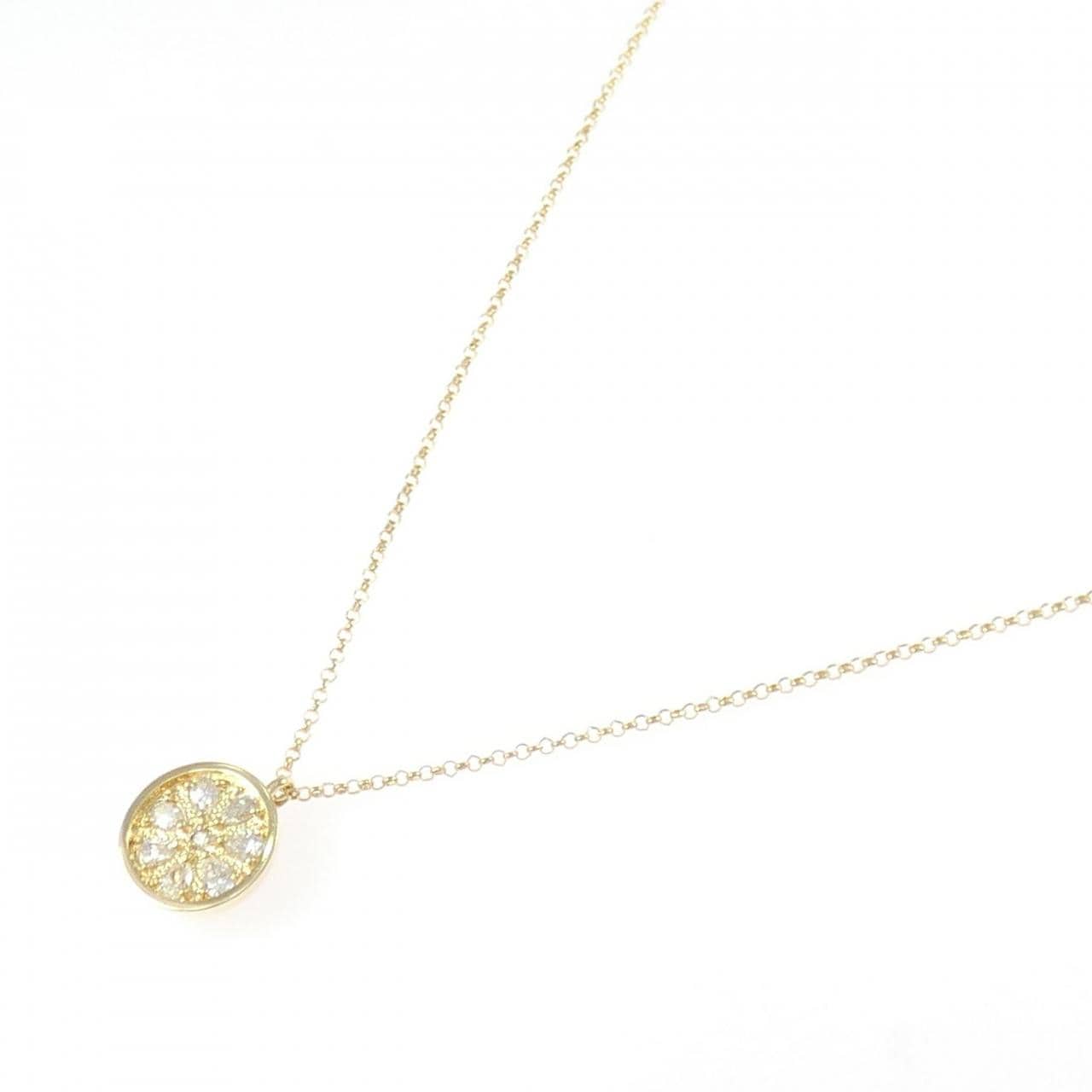K18YG フラワー ダイヤモンド ネックレス 0.35CT