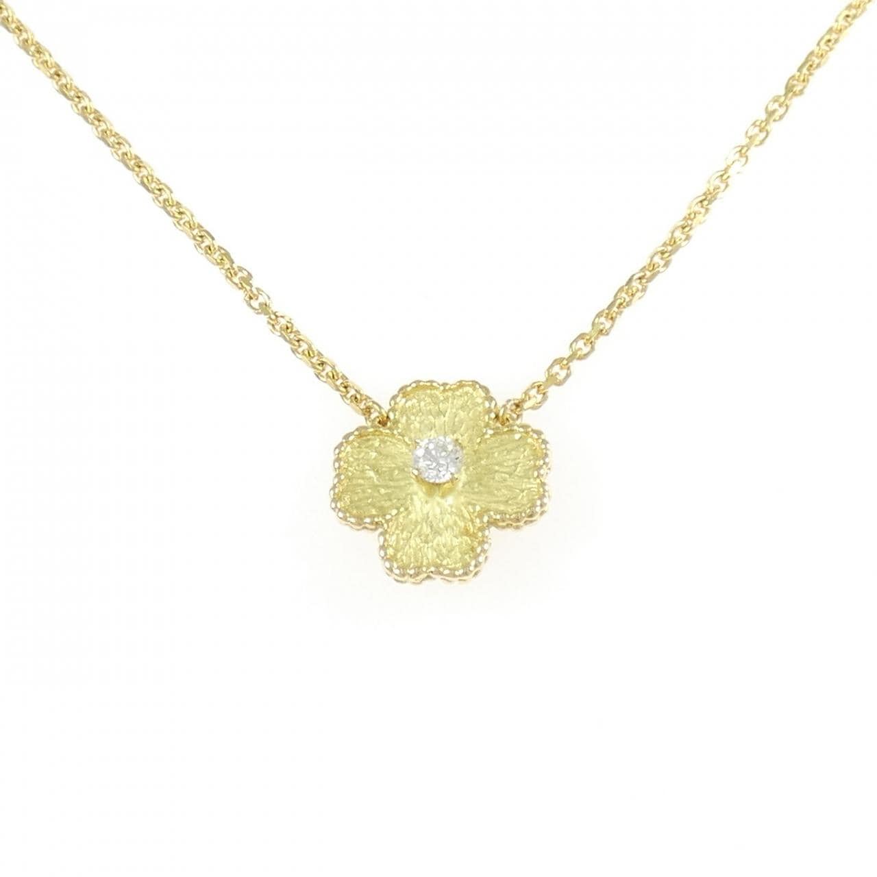 750YG フラワー ダイヤモンド ネックレス 0.12CT