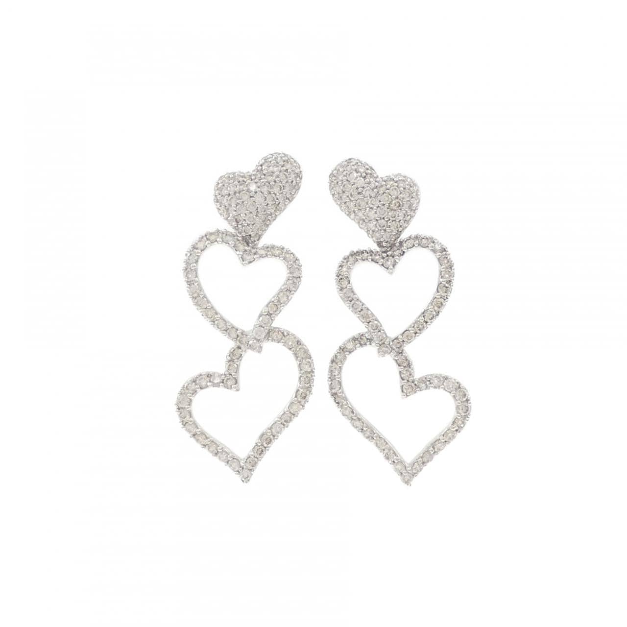 K18WG ハート ダイヤモンド ピアス 2.42CT