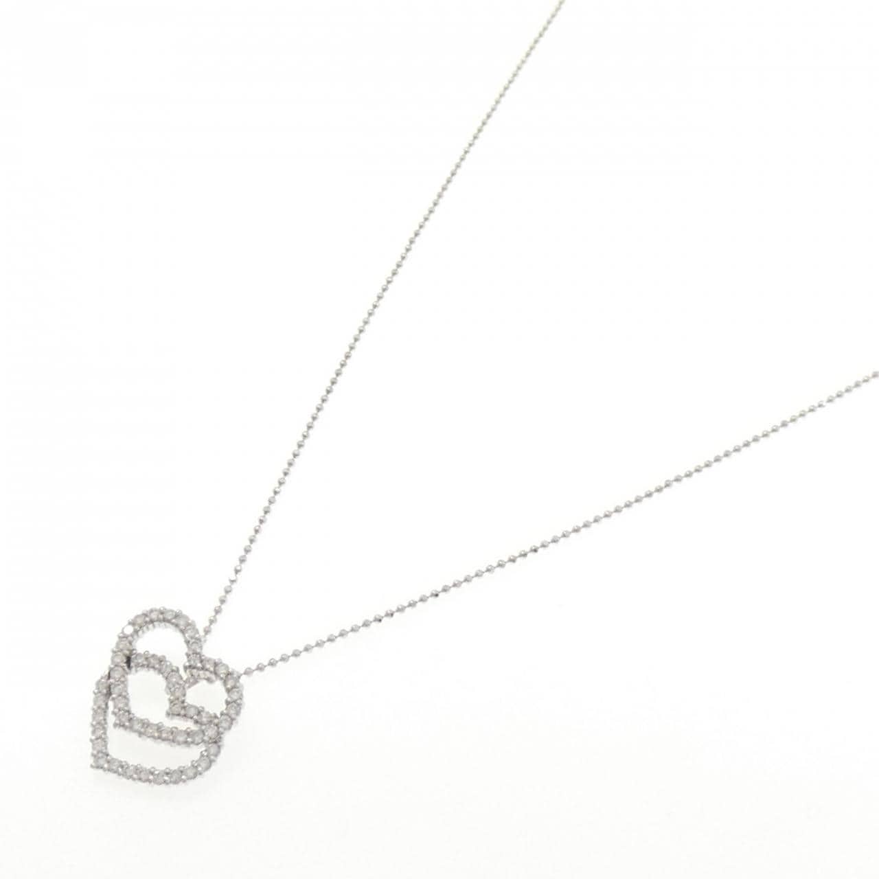 K18WG ハート ダイヤモンド ネックレス 0.50CT