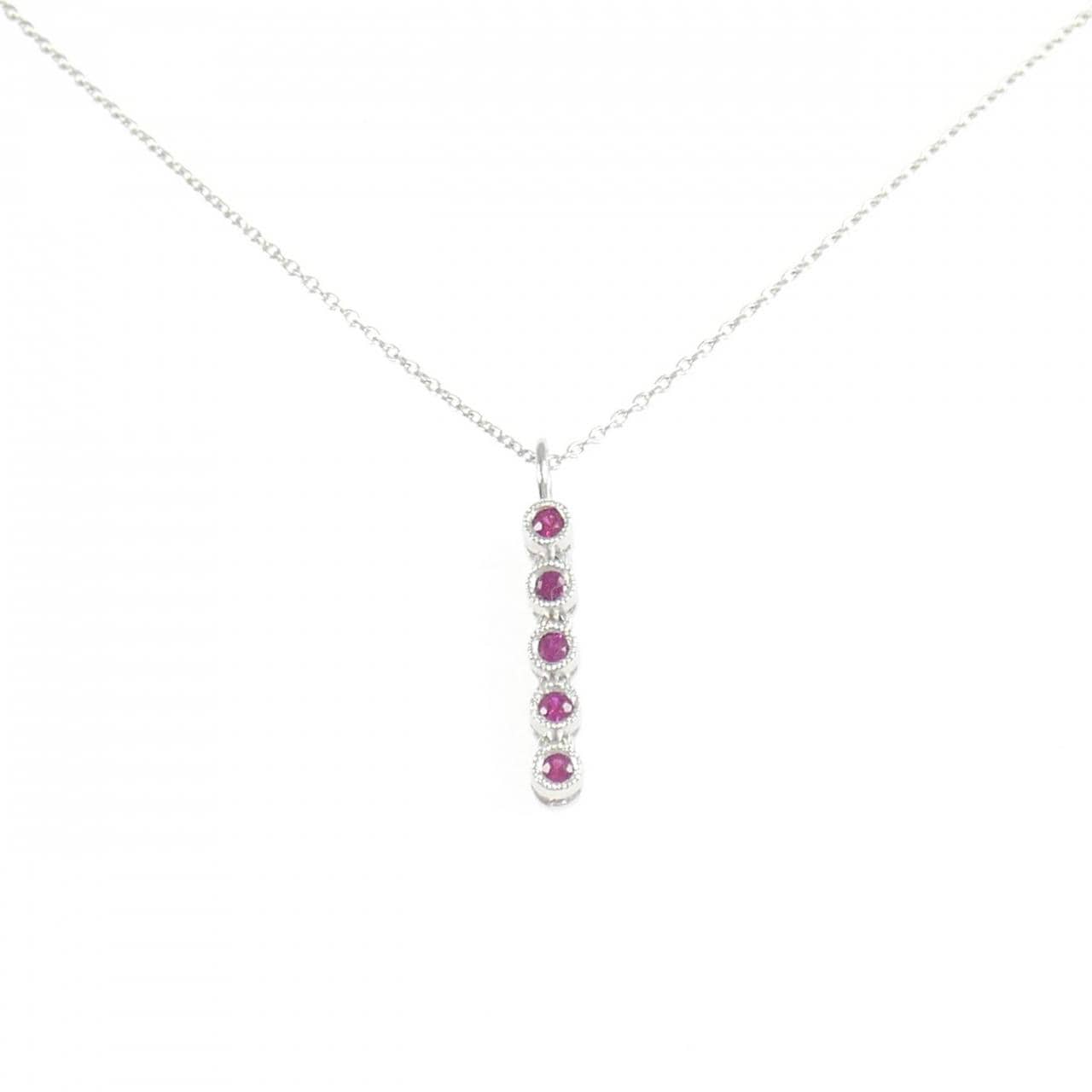 K18WG ルビー ネックレス 0.15CT