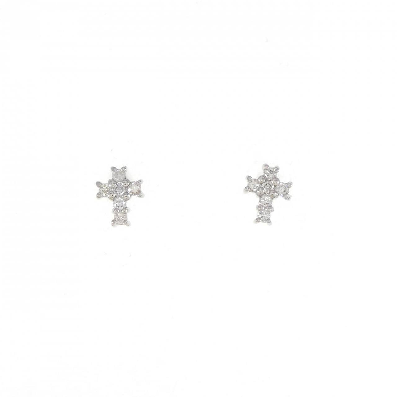 PT クロス ダイヤモンド ピアス 0.10CT