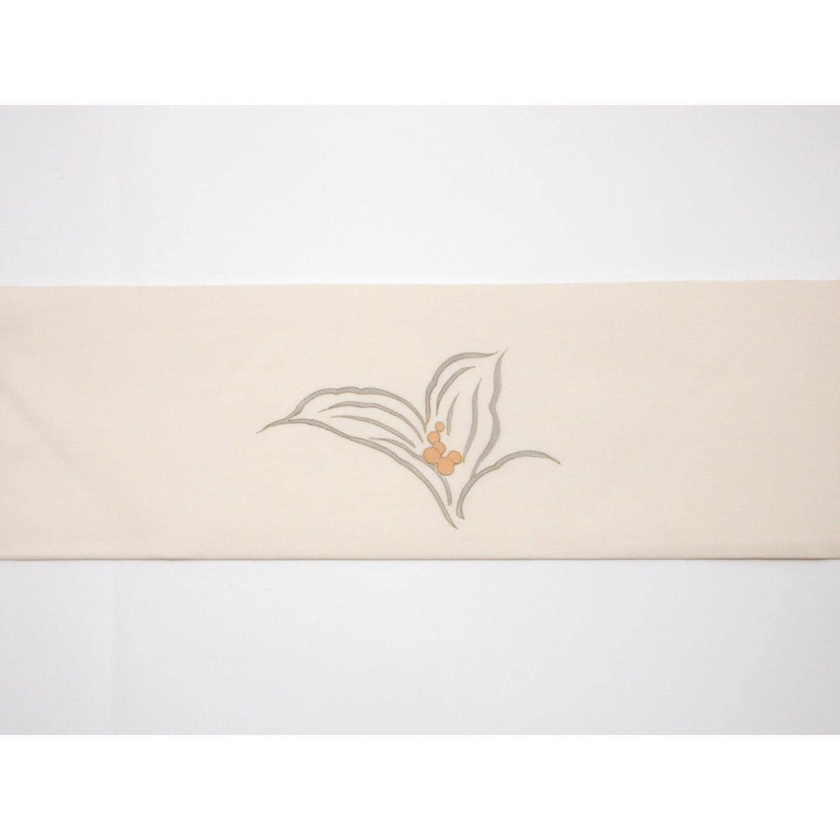 名古屋帯　塩瀬染帯　友禅金彩加工　刺繍入り