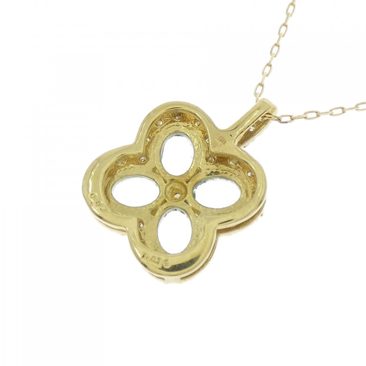 [BRAND NEW] K18YG Flower Aquamarine Necklace 0.57CT