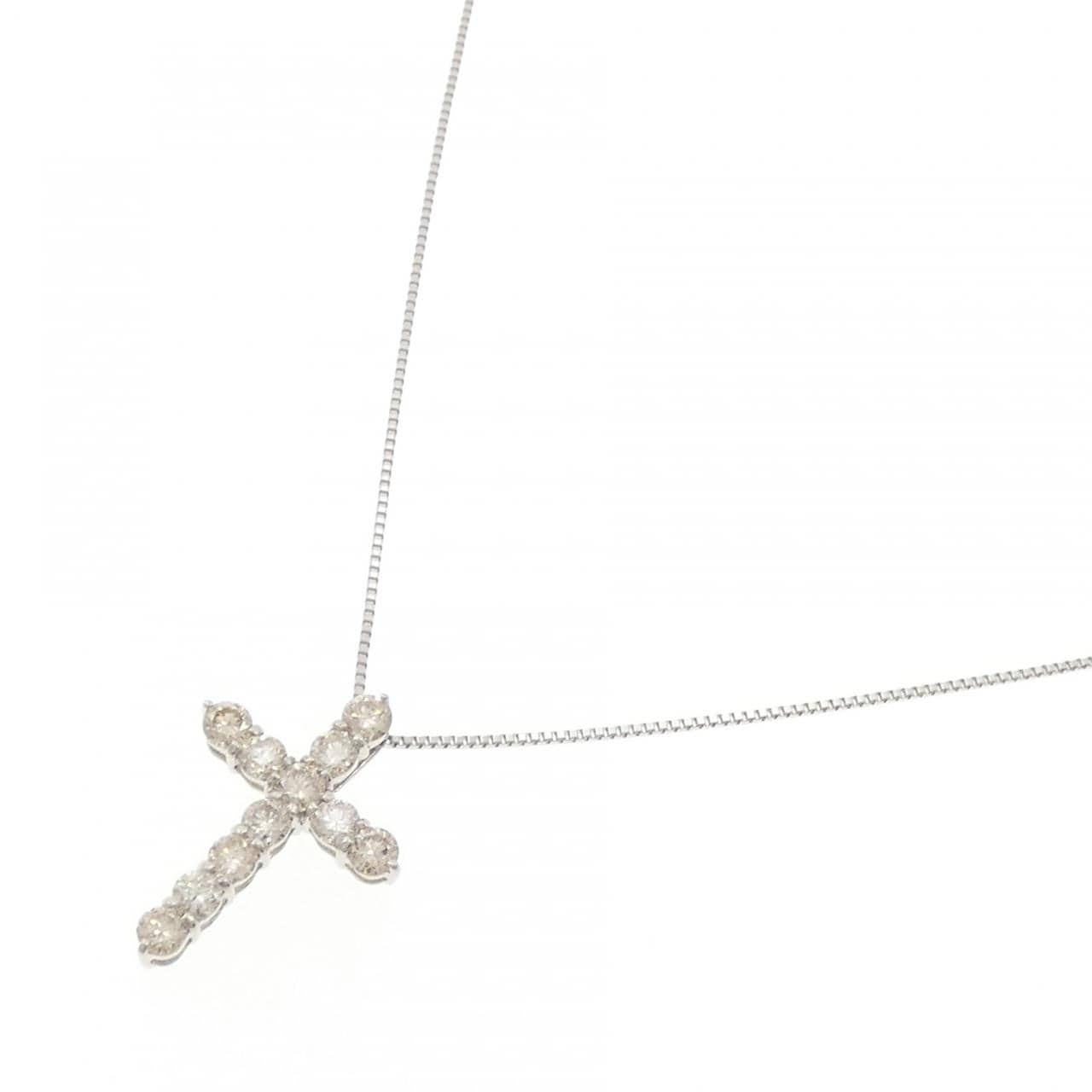 PT950/PT850 クロス ダイヤモンド ネックレス 0.90CT