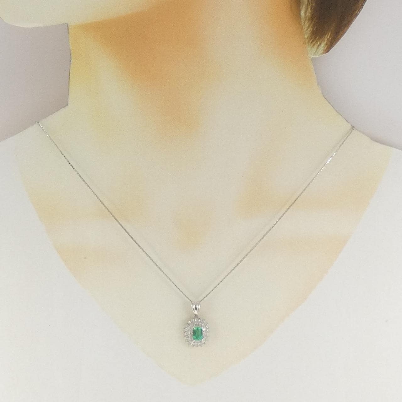 PT900/PT850 エメラルド ネックレス 0.68CT