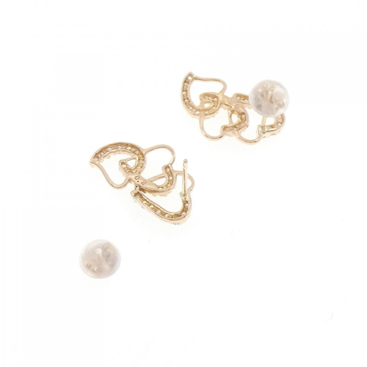 K18PG ハート ダイヤモンド ピアス 0.4CT