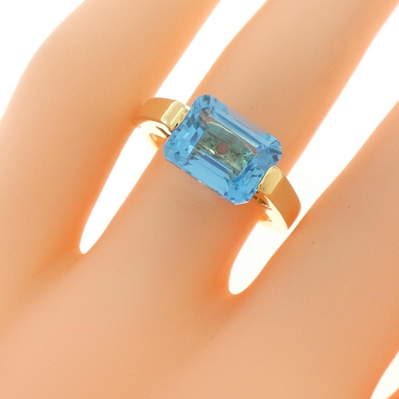 K18YG ブルートパーズ リング 4.20CT
