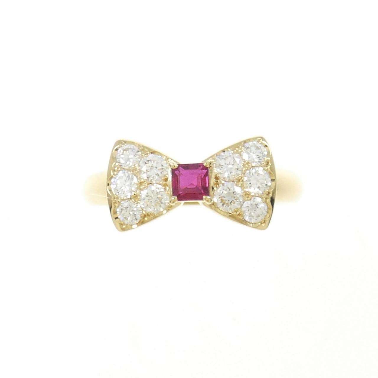 K18YG Ribbon Ruby Ring 0.21CT