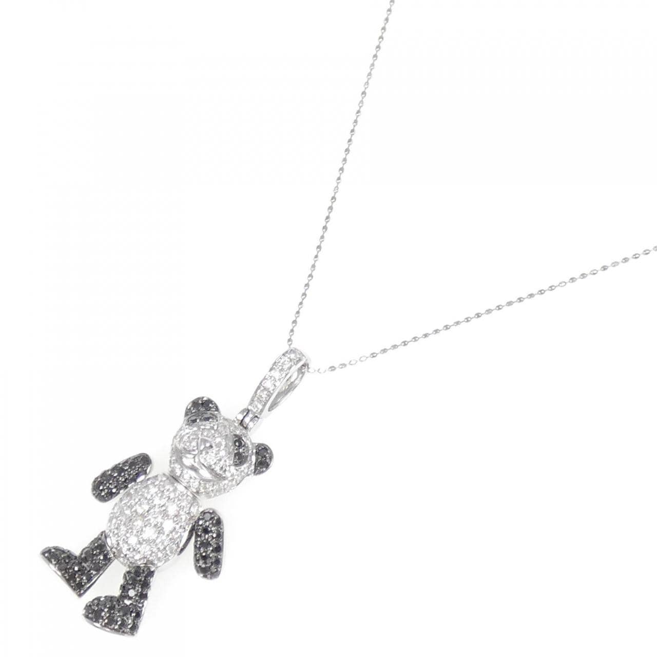 K18WG/K18BG パンダ ダイヤモンド ネックレス 0.92CT