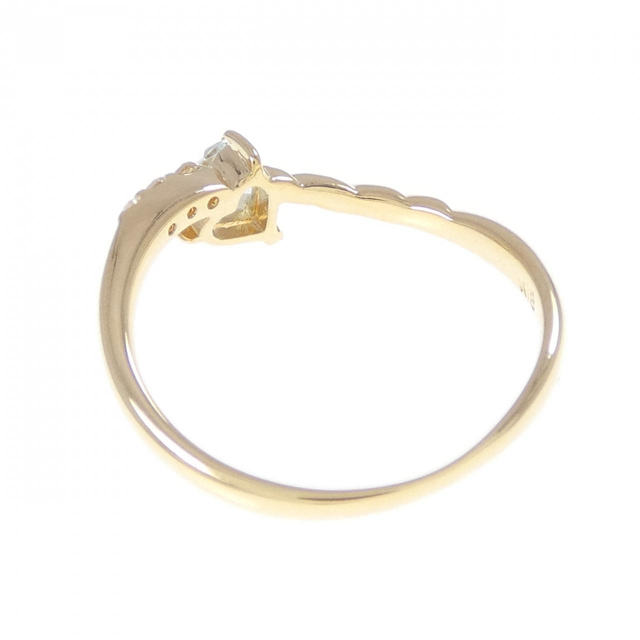 K18YG ハート アクアマリン リング