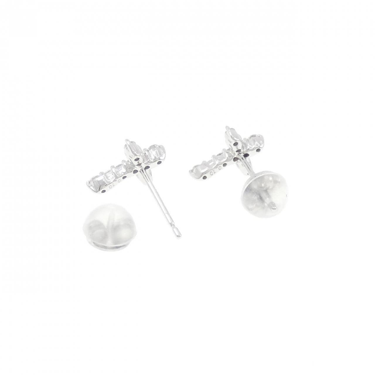 K14WG クロス ダイヤモンド ピアス 0.20CT