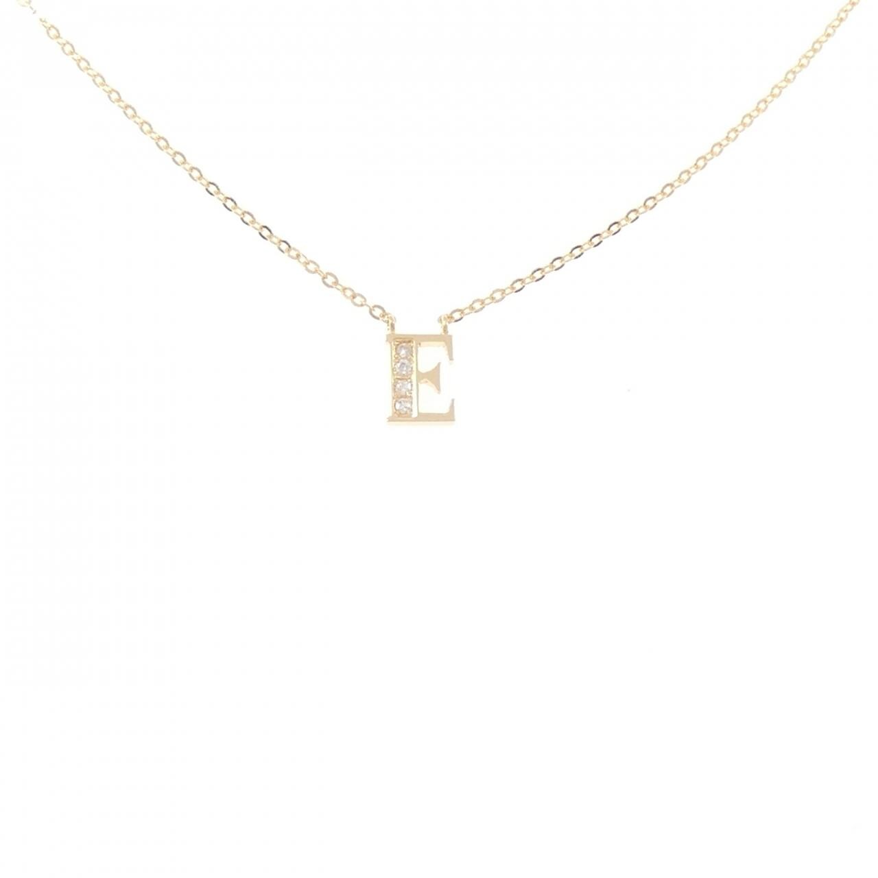 K18YG イニシャルE ダイヤモンド ネックレス 0.01CT