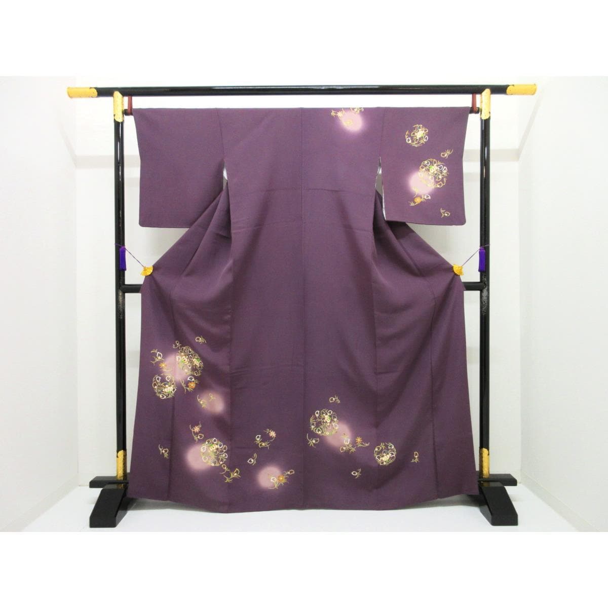 訪問着　友禅金彩加工　刺繍入りボカシ染