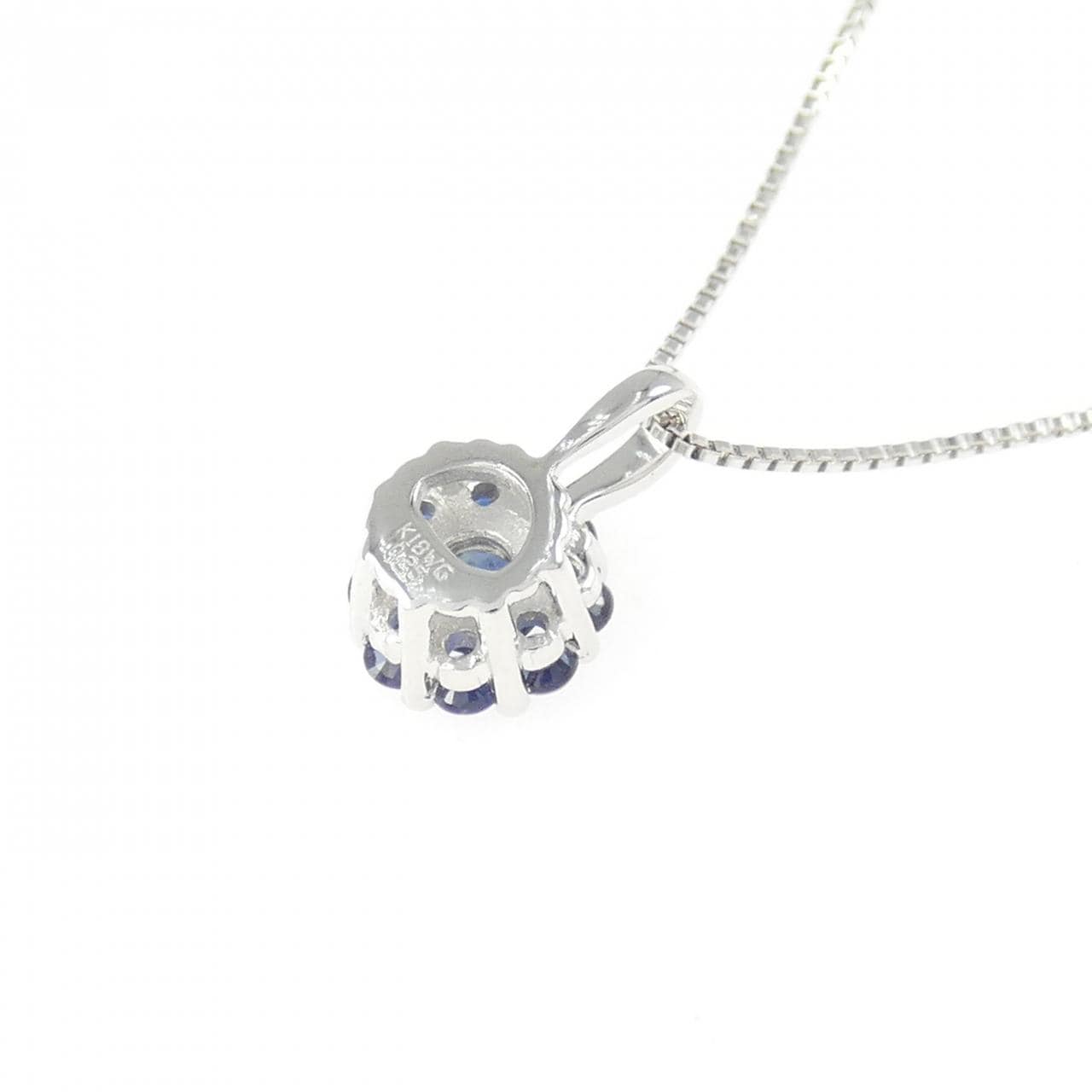 K18WG フラワー サファイヤ ネックレス 0.25CT