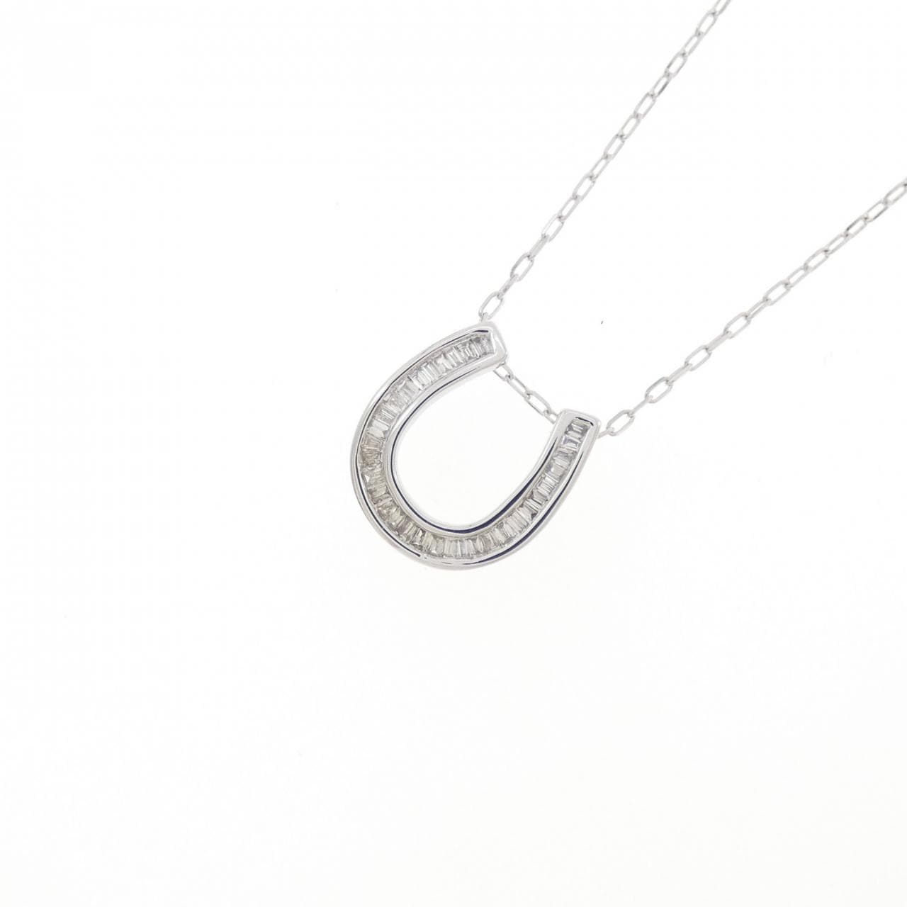 K18WG ホースシュー ダイヤモンド ネックレス 0.11CT