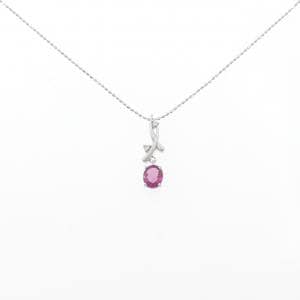 K18WG/750WG ルビー ネックレス 0.67CT