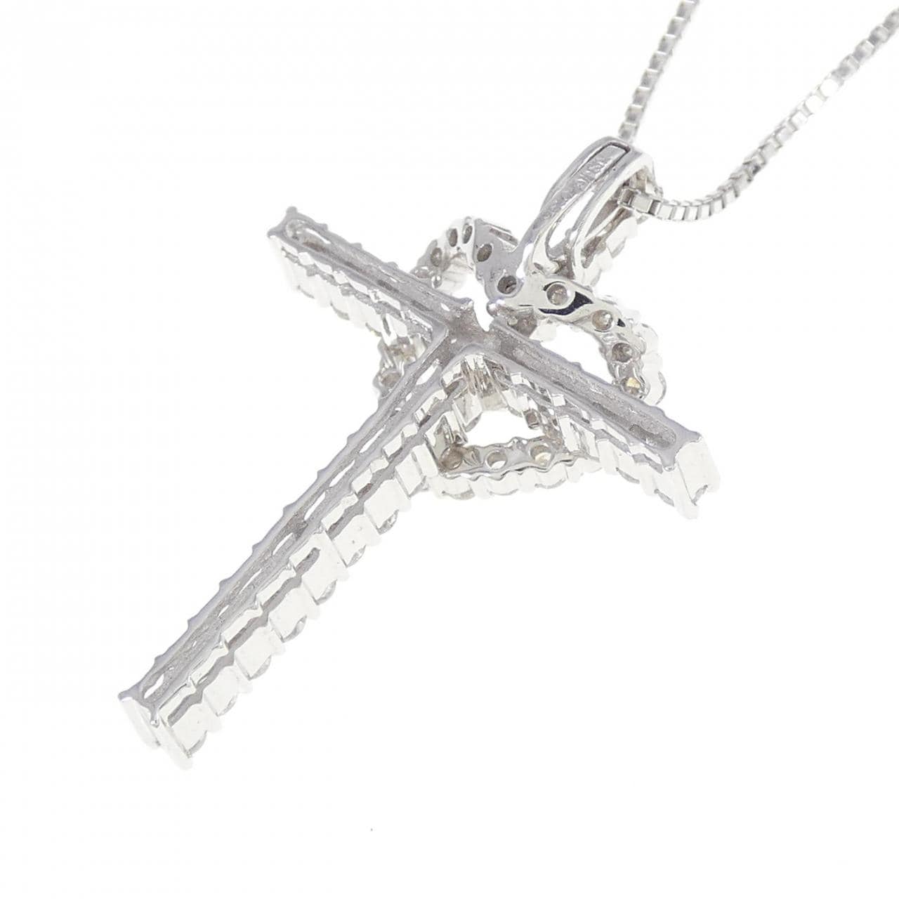 K18WG 2WAY Cross x Heart Diamond Necklace 0.30CT