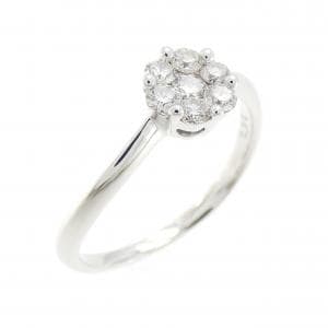 K18WG フラワー ダイヤモンド リング 0.30CT