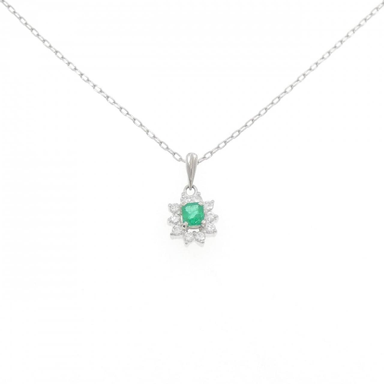 PT900/PT850 エメラルド ネックレス 0.13CT