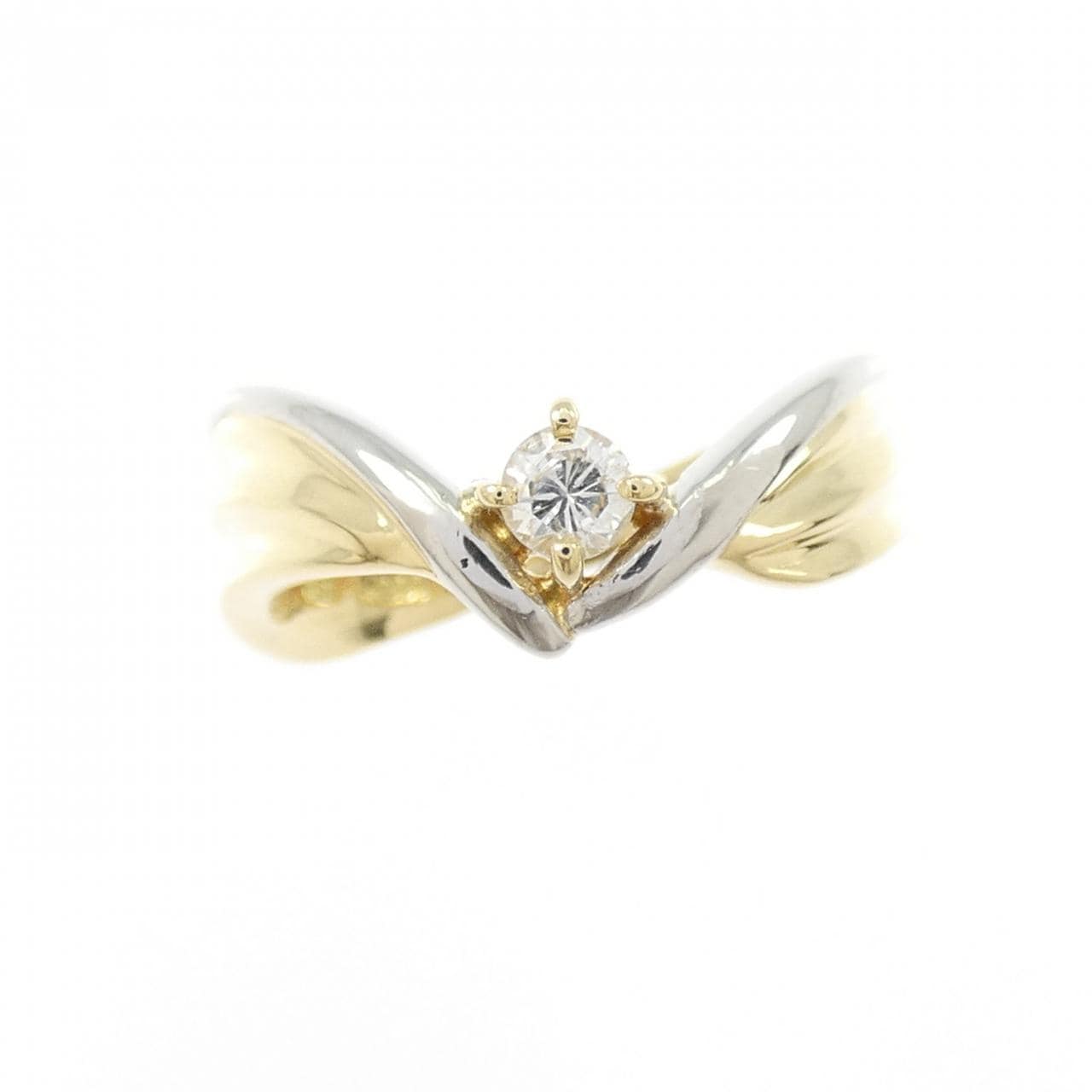 K18YG/PT900 ダイヤモンド リング 0.13CT