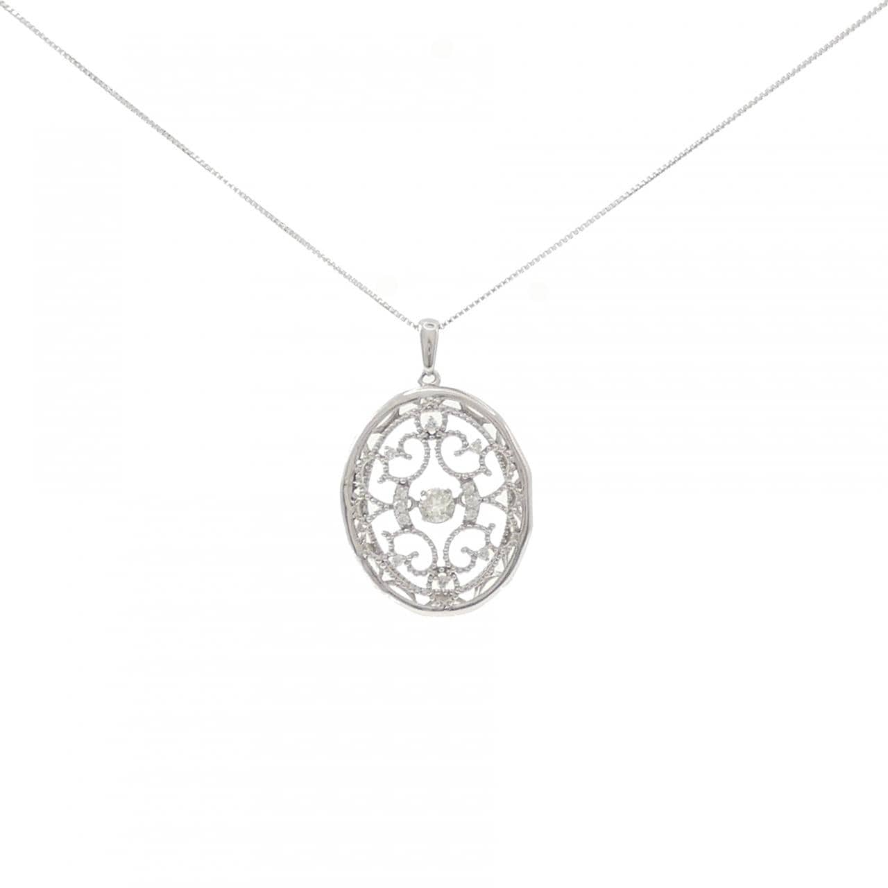K18WG ダイヤモンド ネックレス 0.18CT
