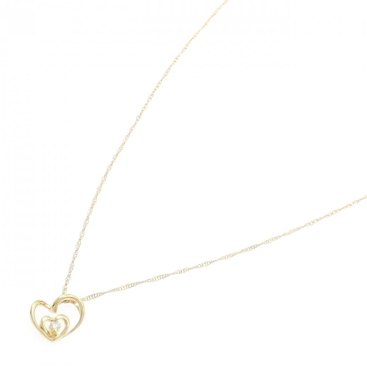 K18YG ハート ダイヤモンド ネックレス 0.02CT