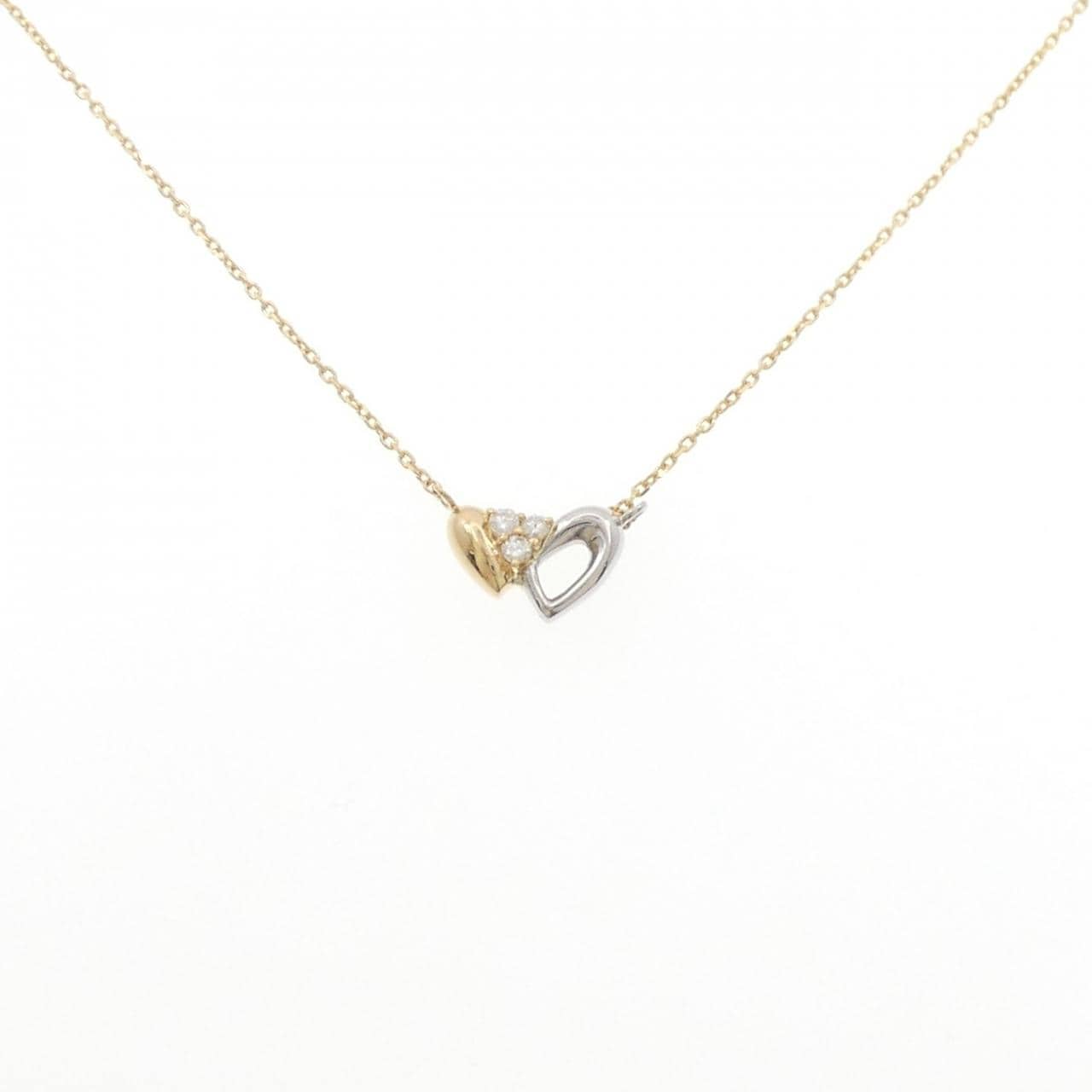 K18YG/PT900 ダイヤモンド ネックレス 0.10CT