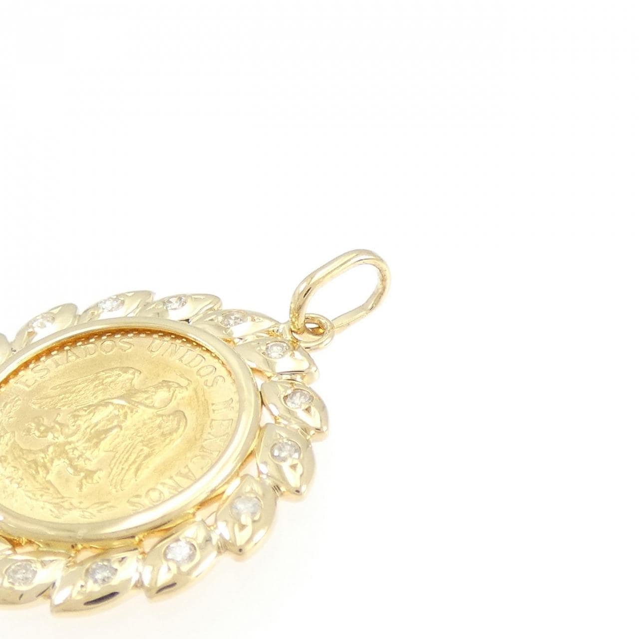 K18YG(枠) ダイヤモンド コイン ペンダント 0.12CT