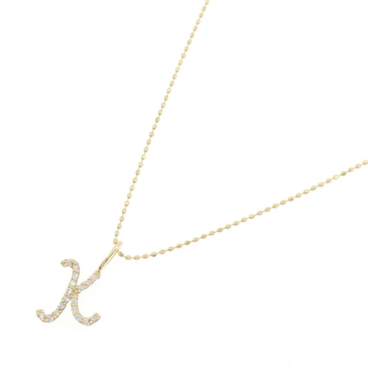 K18YG イニシャルK ダイヤモンド ネックレス 0.08CT
