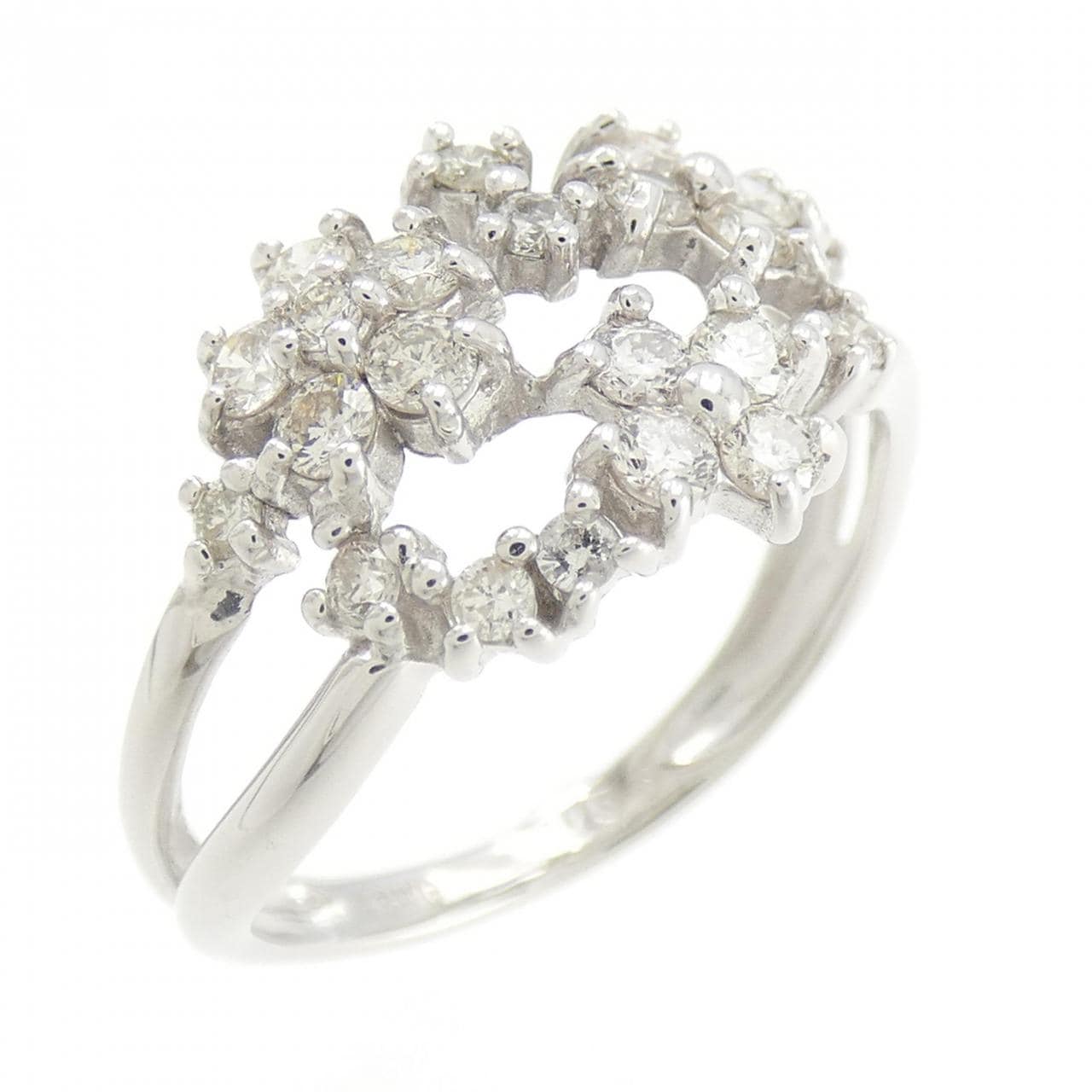 K18WG Flower Diamond Ring 0.56CT