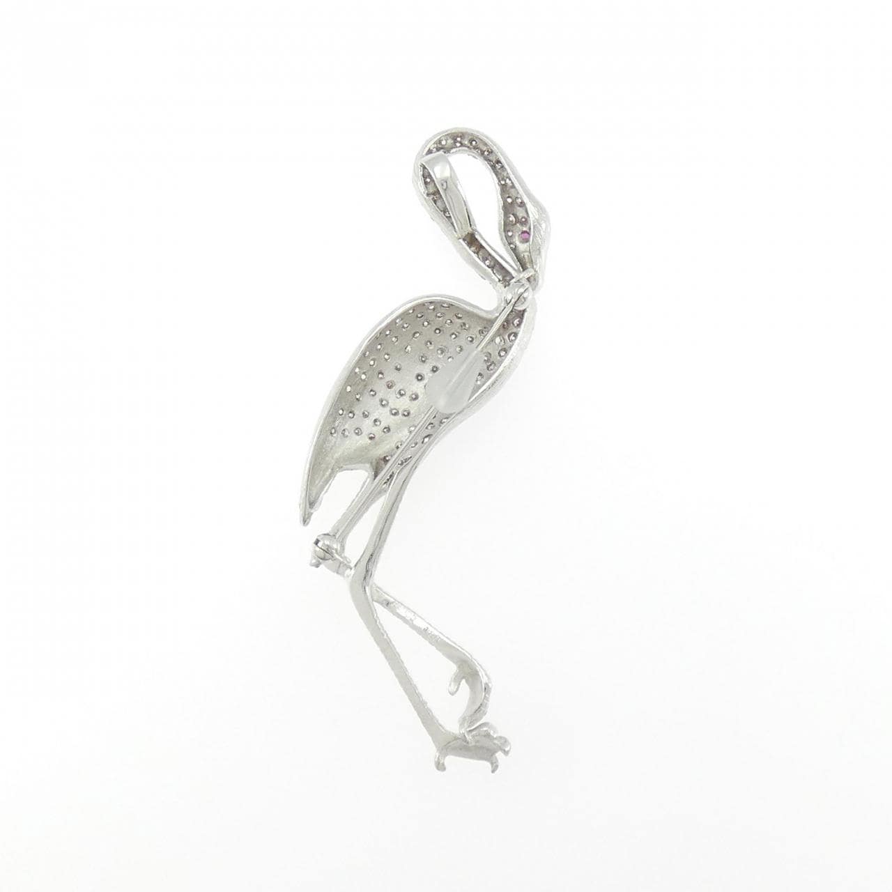 PT900/K14WG フラミンゴ ルビー ブローチ