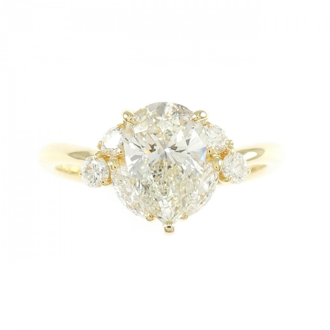 【リメイク】K18YG ダイヤモンド リング 1.003CT J SI2 ペアシェイプ