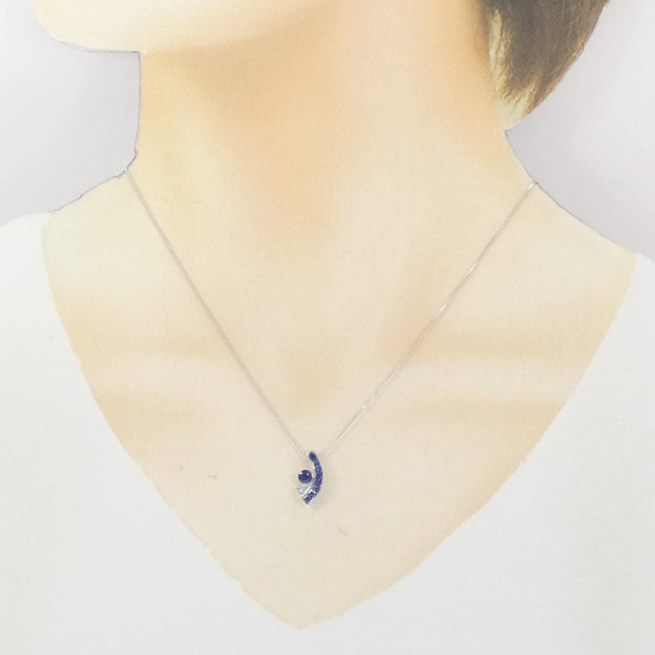K18WG サファイヤ ネックレス 0.53CT