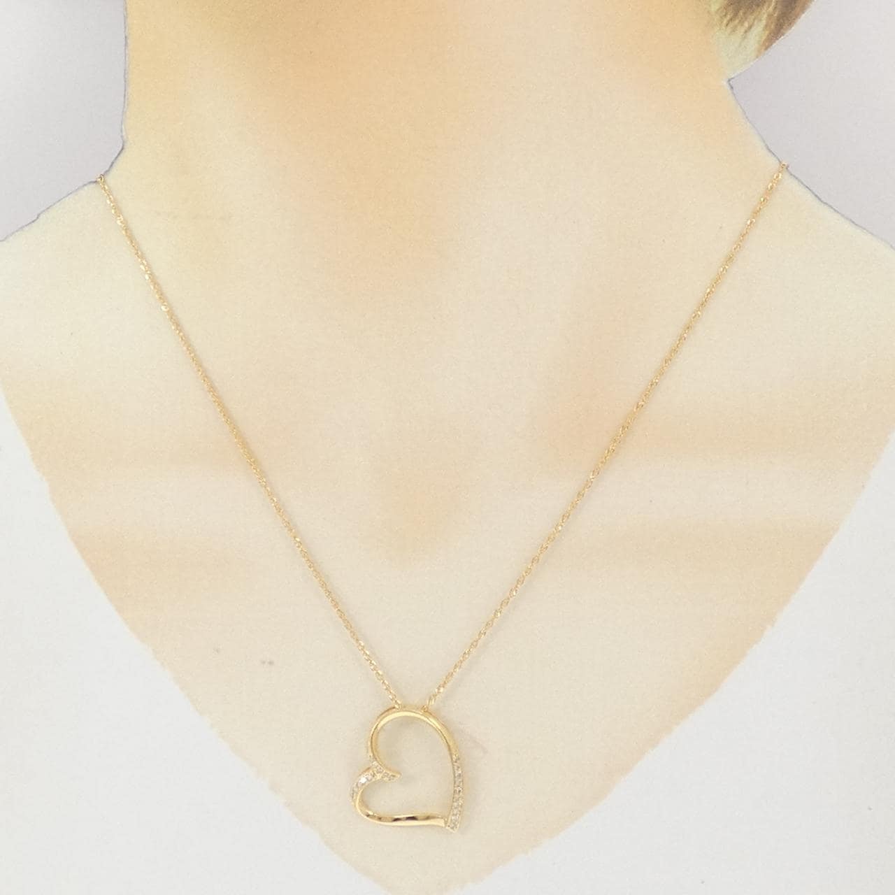 K18YG ハート ダイヤモンド ネックレス 0.13CT