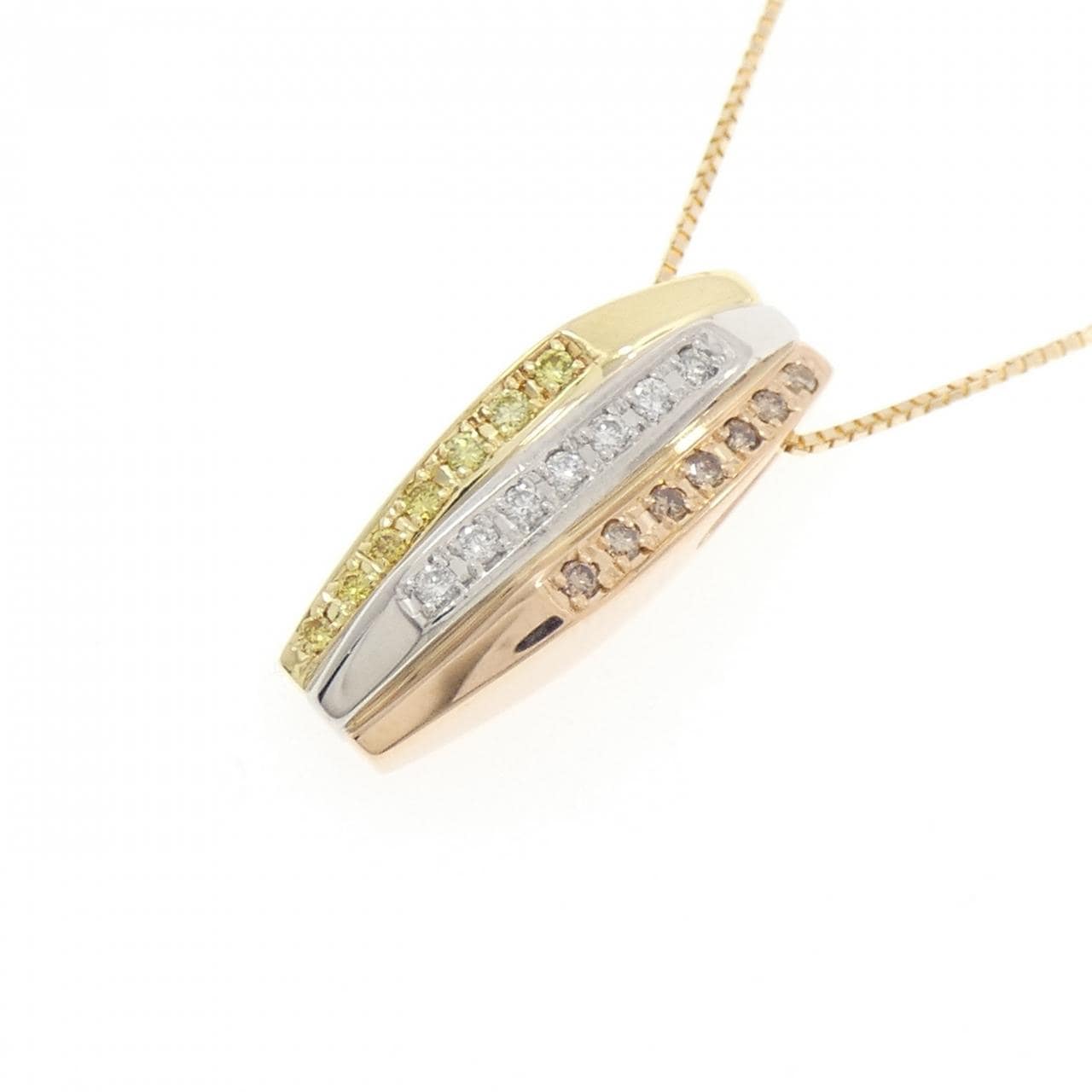 K18YG/PT900/K18PG ダイヤモンド ネックレス 0.21CT