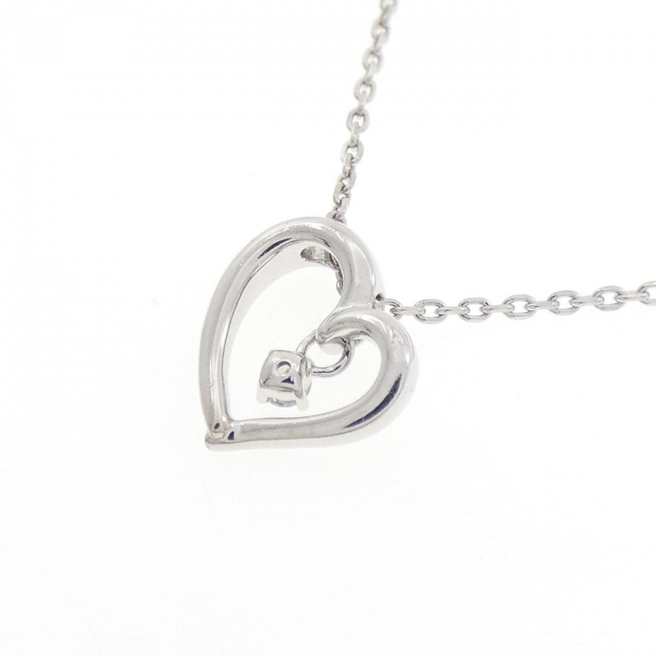 K10WG ハート ダイヤモンド ネックレス