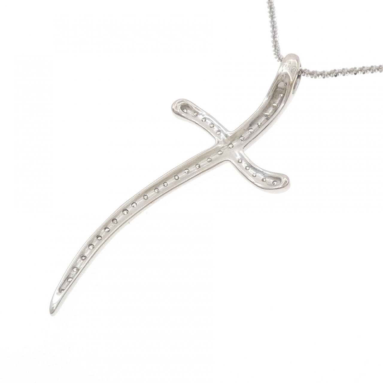 K18WG クロス ダイヤモンド ネックレス 0.50CT
